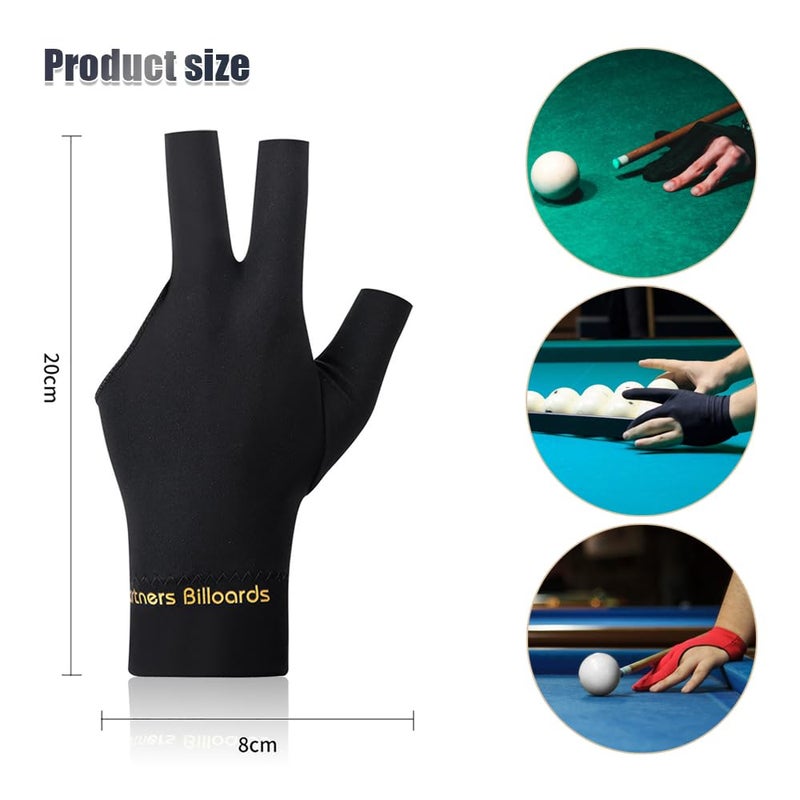 Comidox 3Pcs Man Woman Elastic Lycra Left Hand 3 Fingers Billiard Cue Glove for Shooters Carom Pool Snooker Cue Sport Red&Blue&Black - Image 4